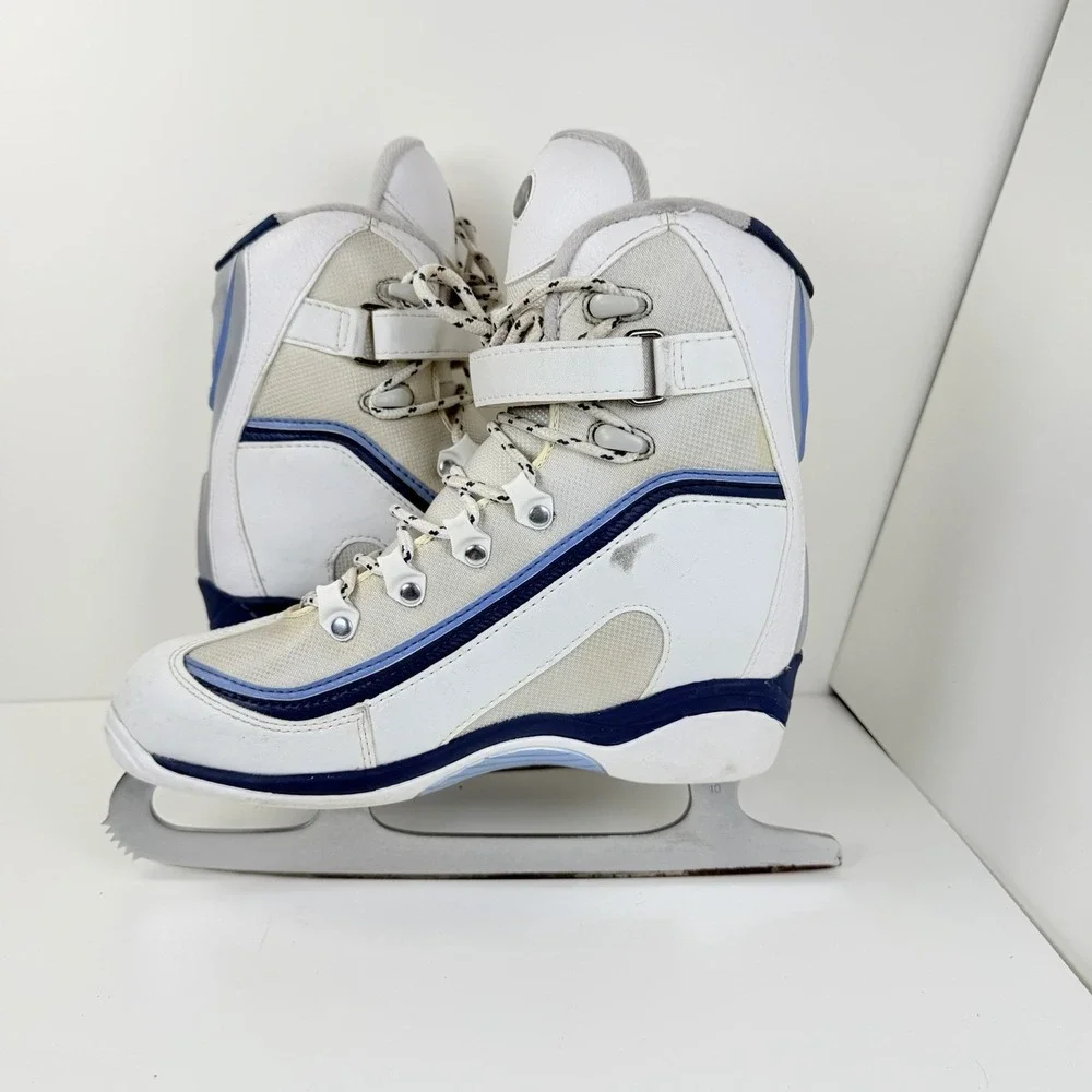 Jackson Softec Ice Skates Women's Size 8 White Blue Figure Recreational